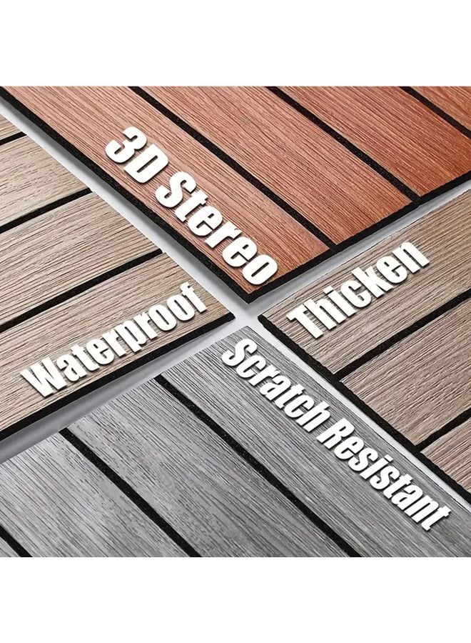 Dark Gray Wood 5Pcs Self Adhesive 3D Wall Panels Waterproof Removable Matte - Image 2